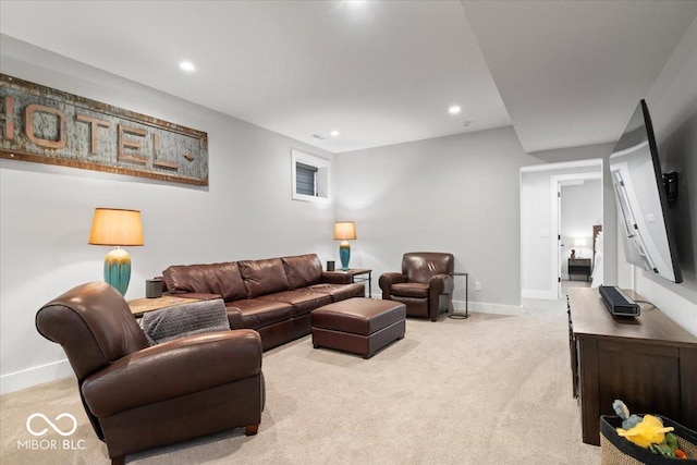 2026 Alvord St, Indianapolis, IN 46202 - living area with recessed lighting, baseboards, and carpet floors