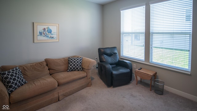 2349 S Copperstone Dr, New Palestine, IN 46163 - carpeted living room featuring baseboards and plenty of natural light