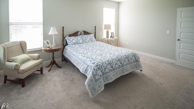 2349 S Copperstone Dr, New Palestine, IN 46163 - bedroom with light carpet, baseboards, and multiple windows