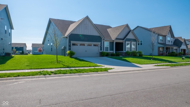 2349 S Copperstone Dr, New Palestine, IN 46163 - craftsman-style home featuring a front lawn, driveway, board and batten siding, and an attached garage