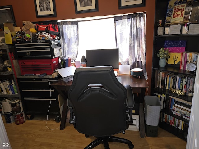 office area featuring wood finished floors