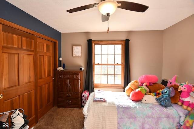 bedroom with carpet and ceiling fan