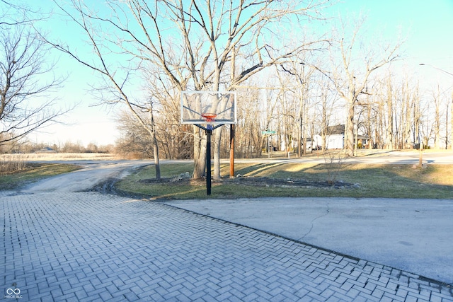 exterior space with community basketball court