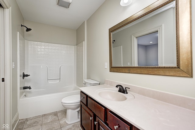 full bathroom featuring vanity, toilet, and bathtub / shower combination