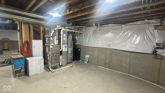 unfinished below grade area with water heater