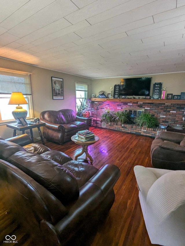 living area featuring wood finished floors