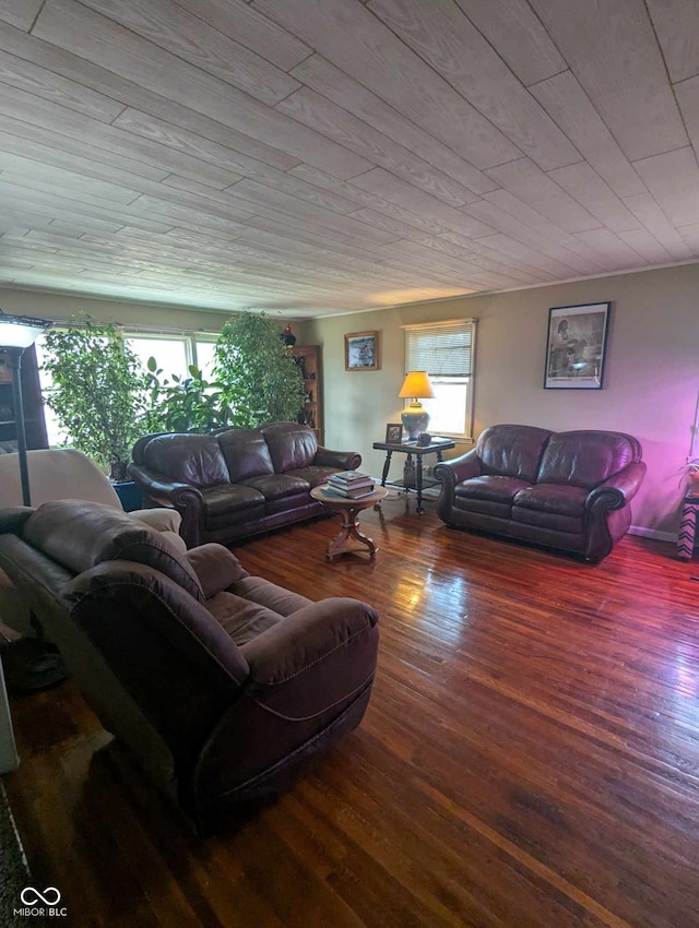 living room with wood finished floors