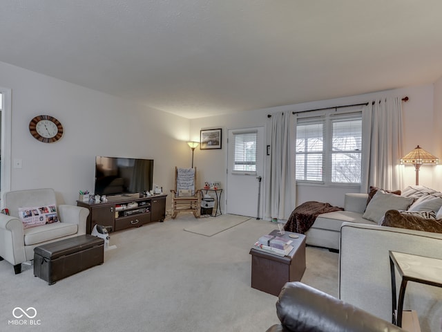 living room featuring carpet