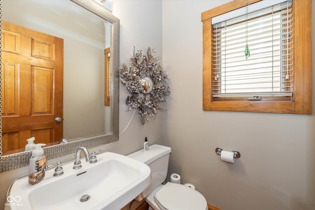 half bathroom featuring toilet and a sink