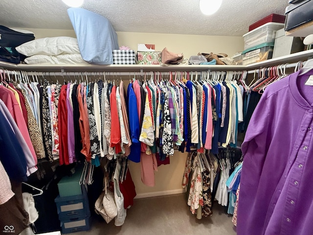 spacious closet featuring carpet floors