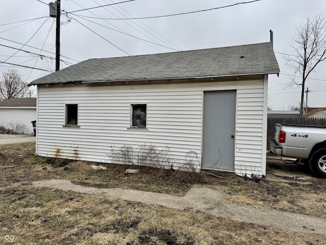 exterior space with an outbuilding