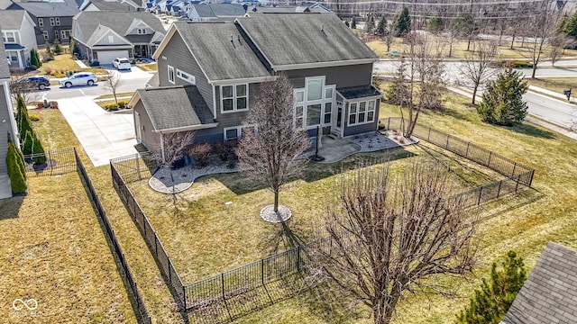 bird's eye view with a residential view