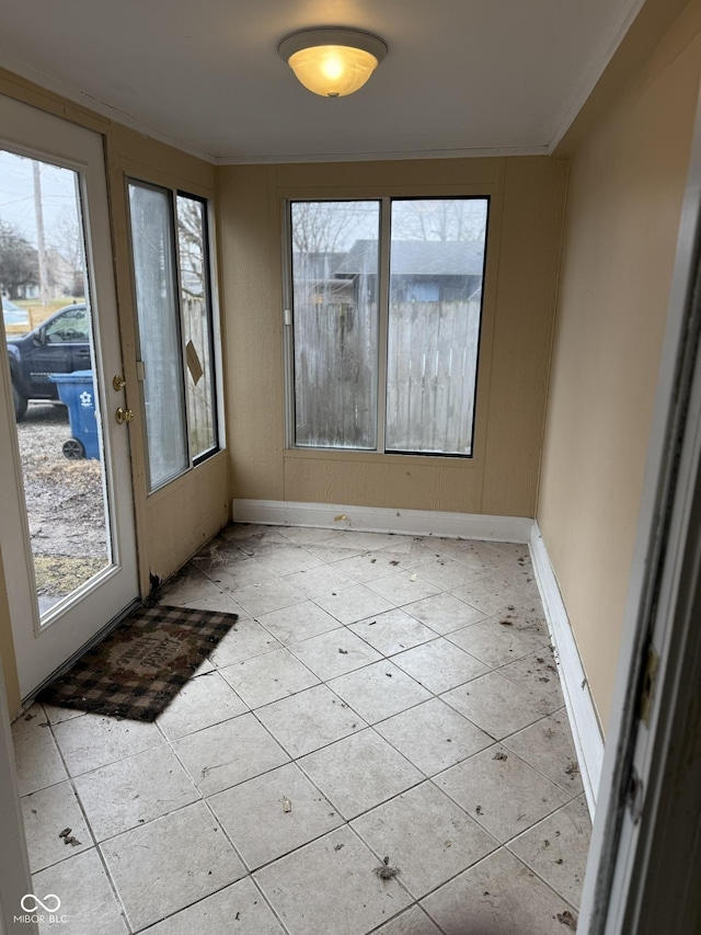 view of unfurnished sunroom