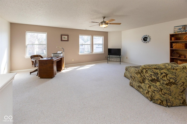 interior space featuring baseboards, a wealth of natural light, and a textured ceiling