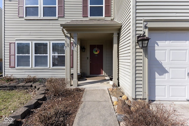 entrance to property with a garage