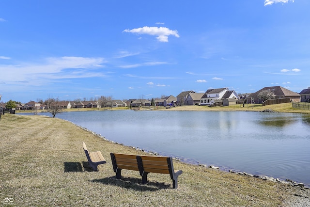 property view of water with a residential view