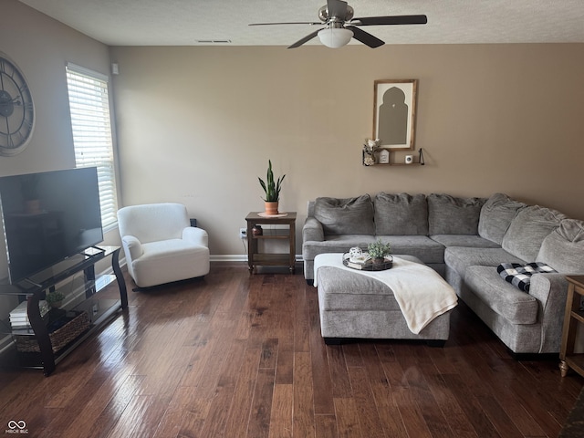 14309 Shooting Star Dr, Noblesville, IN 46060 - living area with ceiling fan and dark wood-style floors