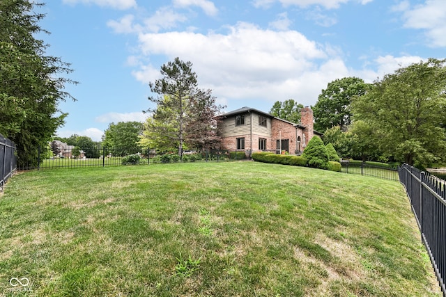 view of yard featuring a fenced backyard