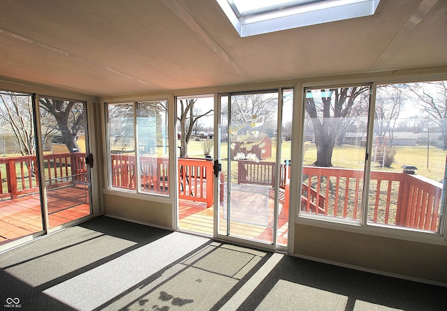 sunroom featuring a skylight