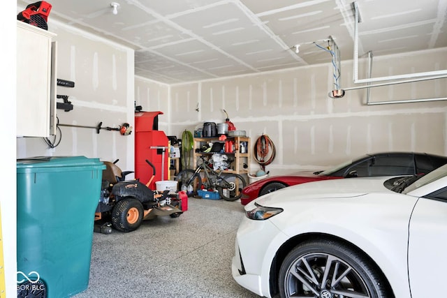 garage with a garage door opener