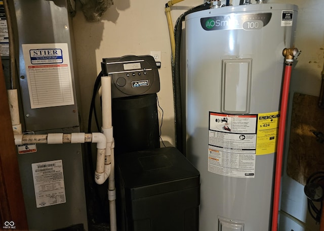 utility room featuring water heater