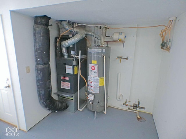 utility room with water heater