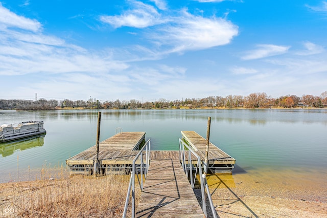 dock area with a water view