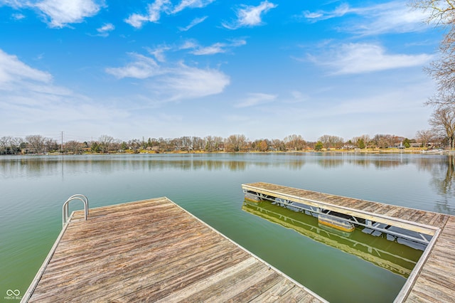 dock area featuring a water view