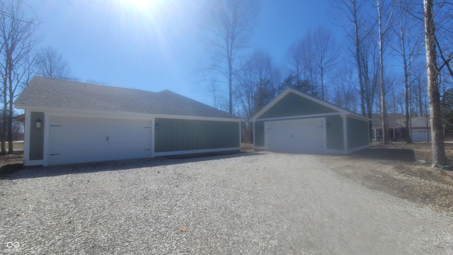 view of detached garage