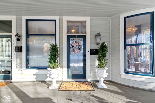 entrance to property with a porch