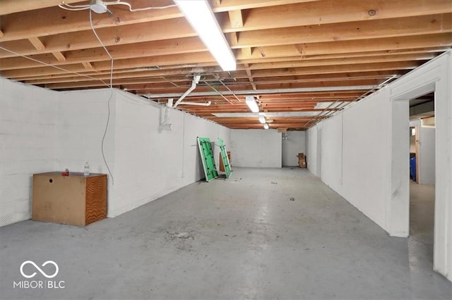 view of unfinished basement