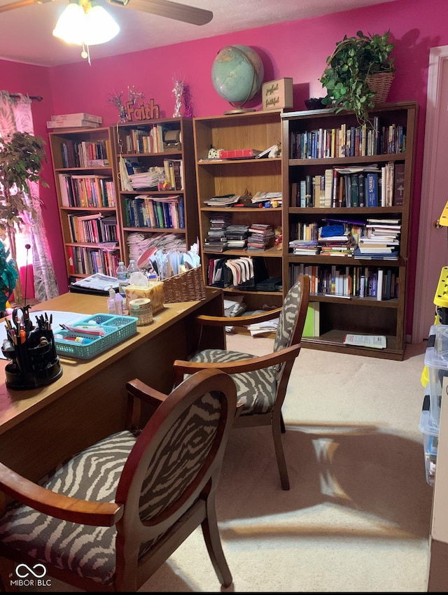 home office featuring a ceiling fan