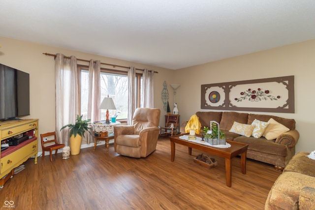 living room with wood finished floors