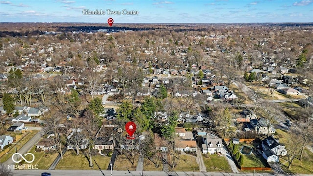 bird's eye view with a residential view