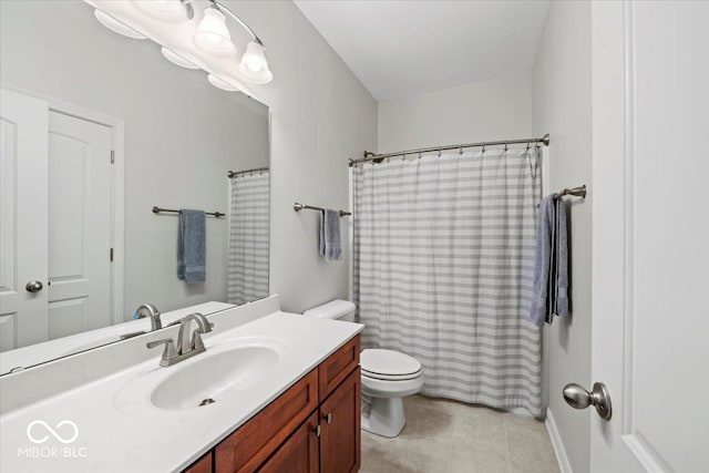 681 Greenford Trl N, Carmel, IN 46032 - full bathroom with vanity, tile patterned floors, and a shower with curtain