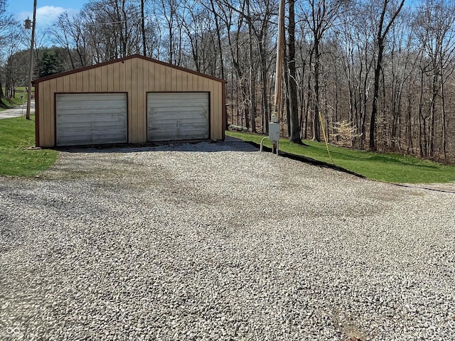 view of detached garage