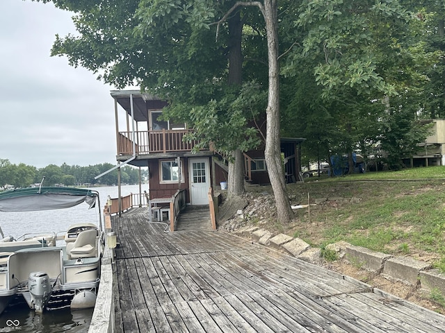 deck with a water view