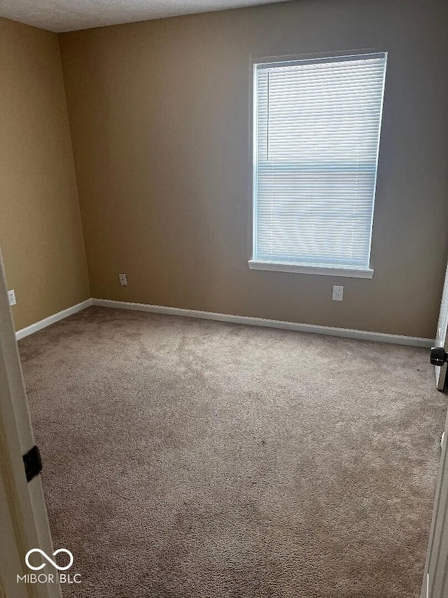 carpeted spare room with baseboards