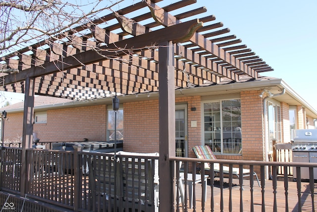 exterior space featuring area for grilling and a pergola