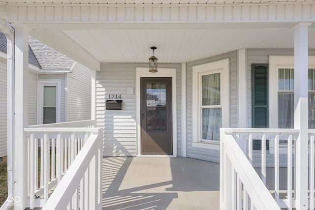 entrance to property with a porch