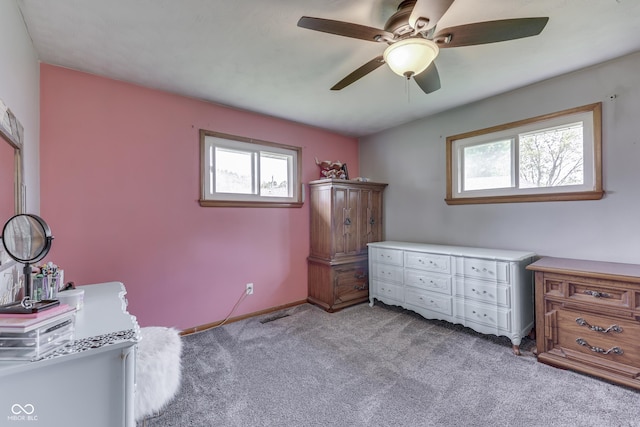 1459 S Josephine St, Martinsville, IN 46151 - bedroom with multiple windows, light carpet, baseboards, and ceiling fan