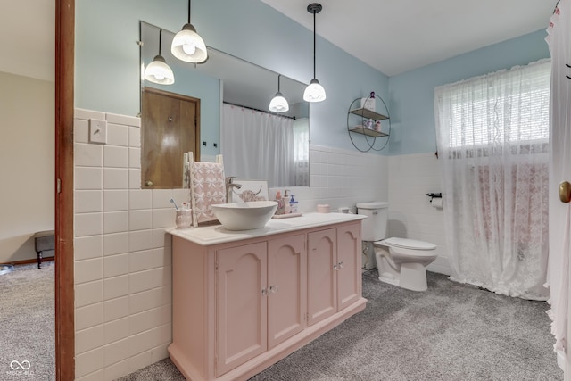 1459 S Josephine St, Martinsville, IN 46151 - full bath with tile walls, toilet, wainscoting, and vanity