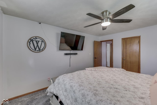 1459 S Josephine St, Martinsville, IN 46151 - bedroom featuring baseboards, carpet flooring, ceiling fan, and multiple closets