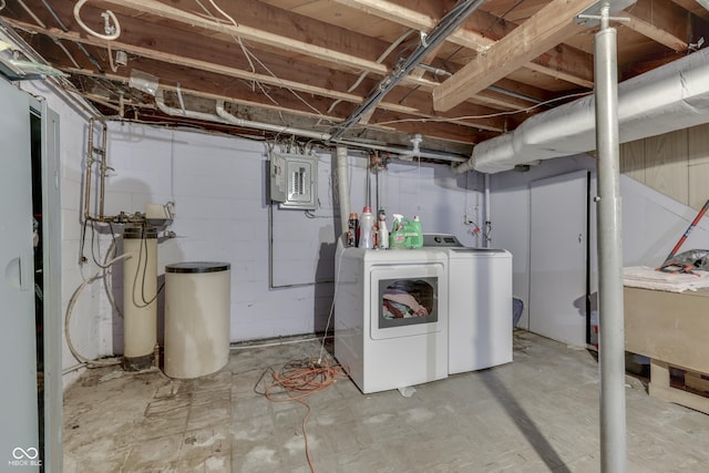 1459 S Josephine St, Martinsville, IN 46151 - unfinished basement with separate washer and dryer, a water softener, and electric panel