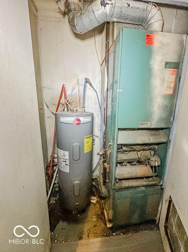 utility room featuring electric water heater