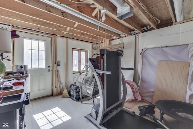 workout room with light floors