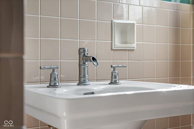 details featuring a sink and decorative backsplash