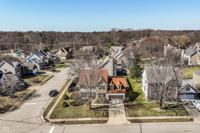 birds eye view of property with a residential view