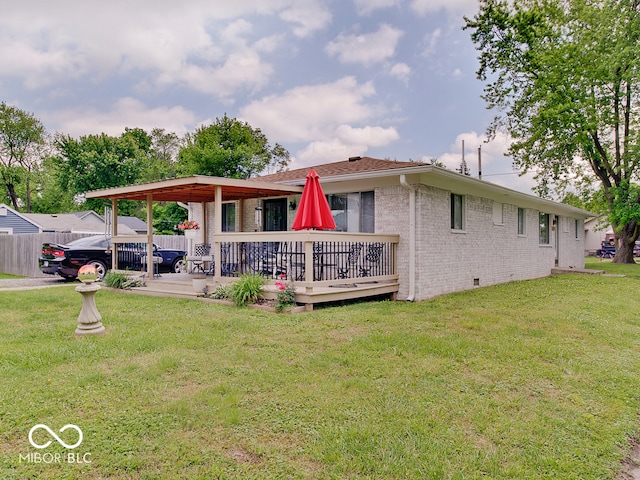 2955 Mars Hill St, Indianapolis, IN 46241 - view of front of property featuring brick siding and a wooden deck