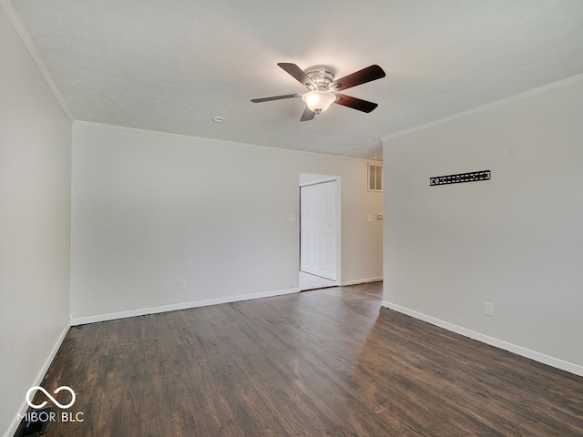 2955 Mars Hill St, Indianapolis, IN 46241 - empty room featuring ornamental molding, ceiling fan, dark wood finished floors, and baseboards
